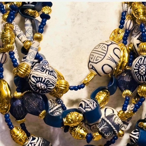 Sassy Jone Fine China Blue and White Calliope Necklace - Picture 3 of 5